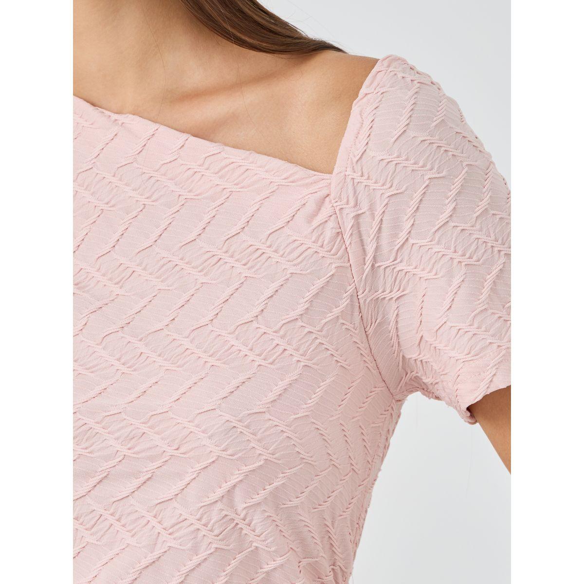 Styli Textured Asymmetric Neckline Knit Top-women-clothing-tshirts-image-3