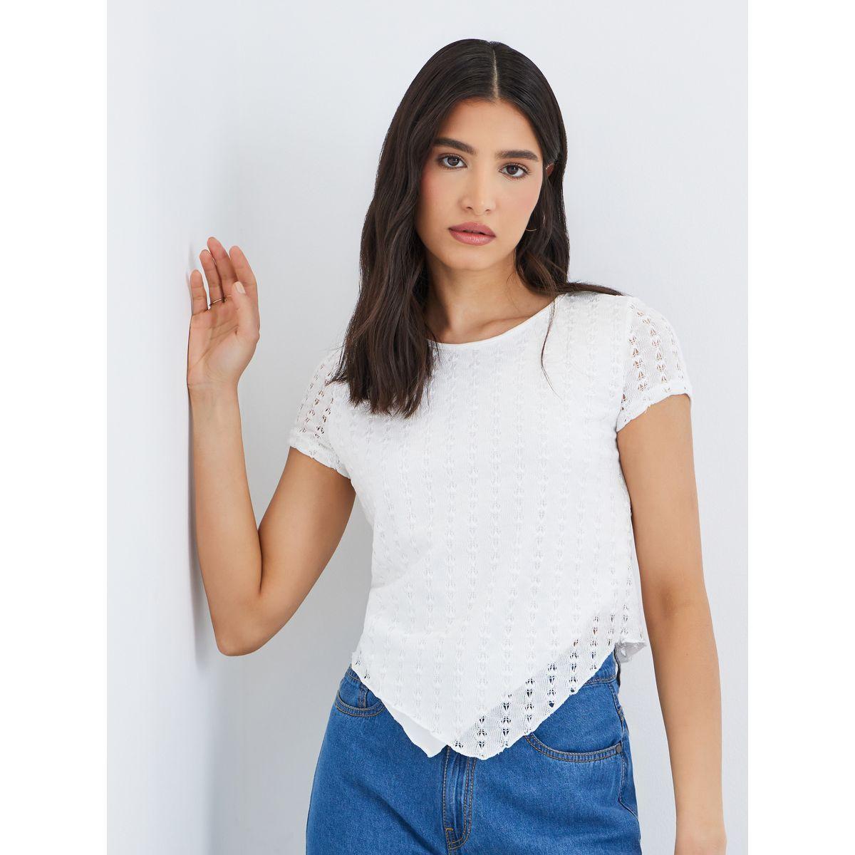Styli Asymmetric Hem Knit Top-women-clothing-tshirts-image-1