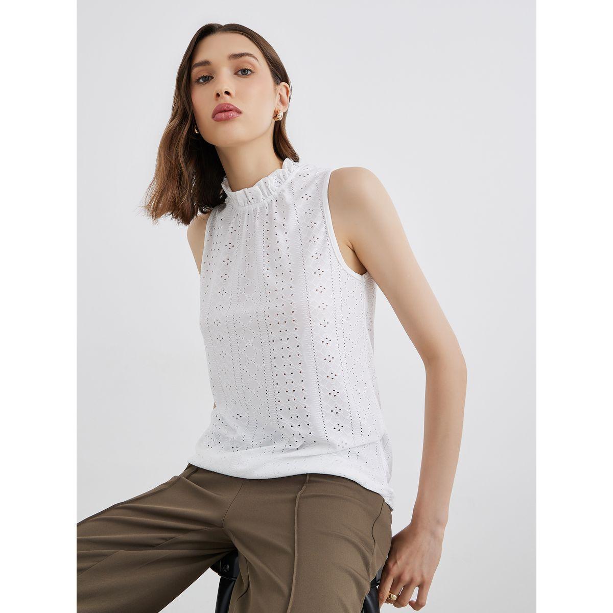 Styli Schiffli Sleeveless High Neck Blouse-women-clothing-shirtsandblouses-blouses-image-1