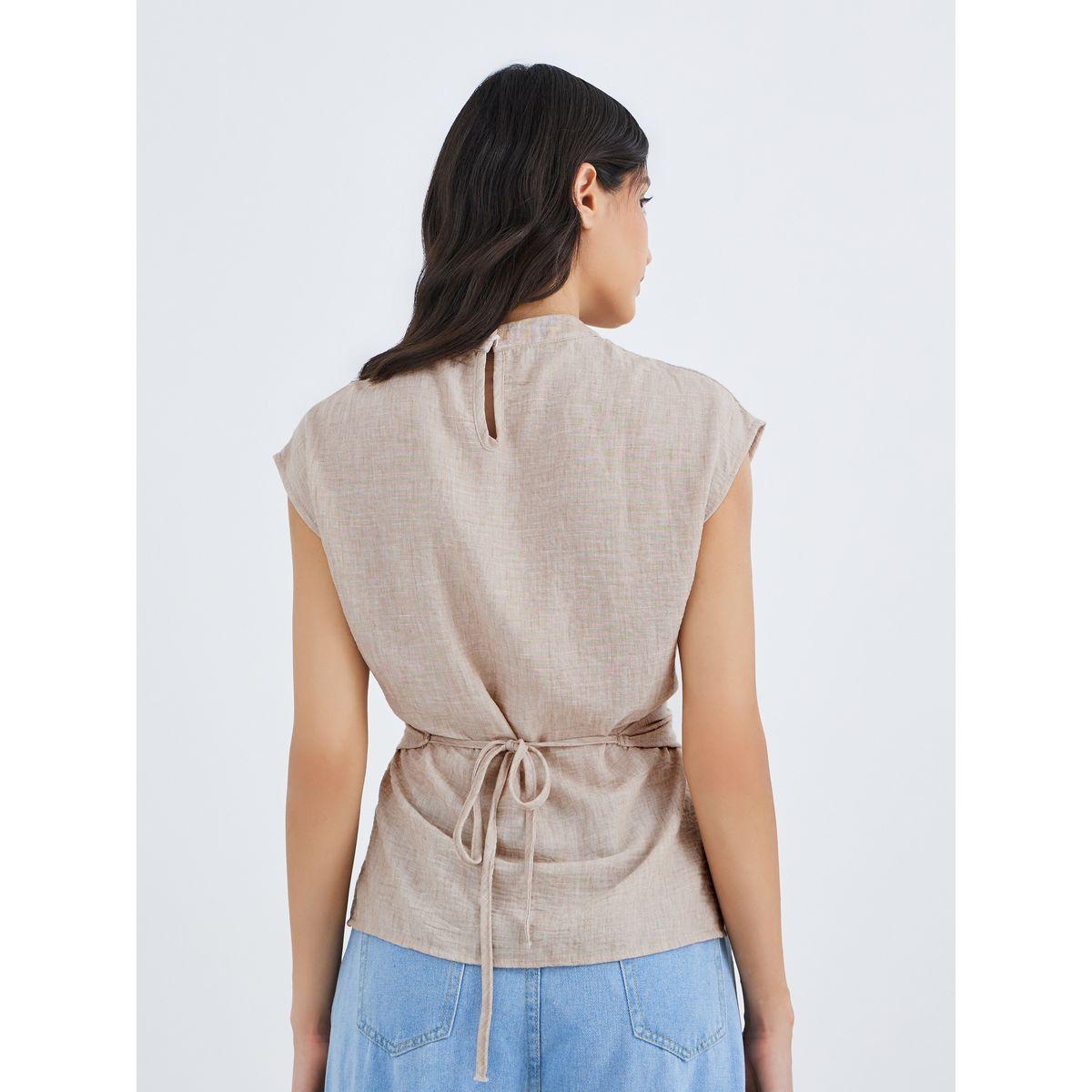 Styli Solid Cross Design Wrap Top-women-clothing-shirtsandblouses-blouses-image-4