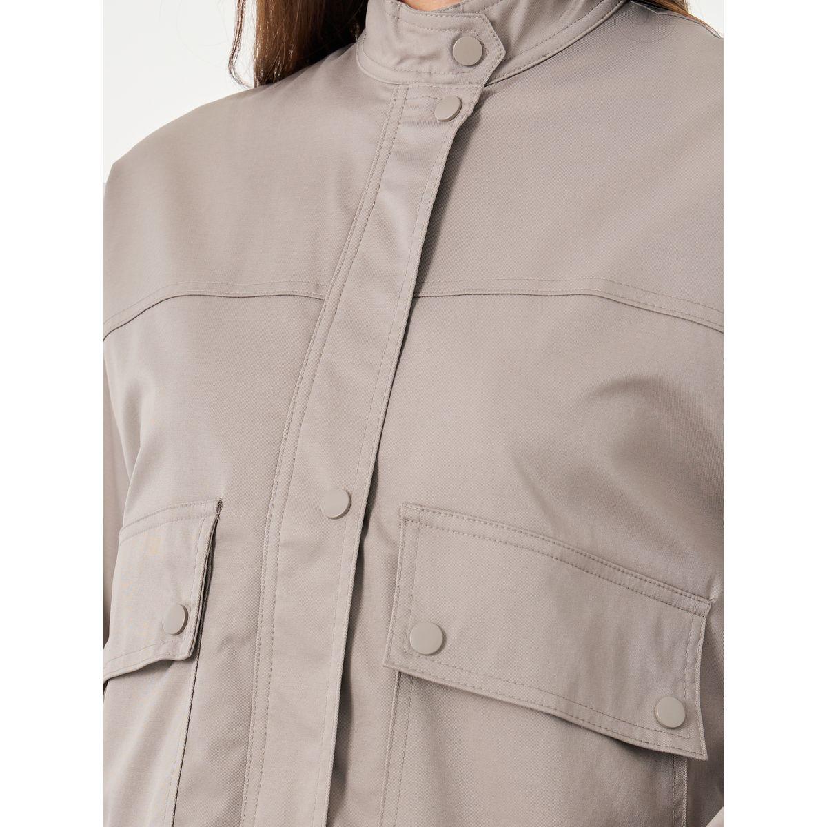 Styli Women Brown Regular Fit Bomber Jacket with Pockets-women-winterwear-coatsandjackets-jackets-image-5
