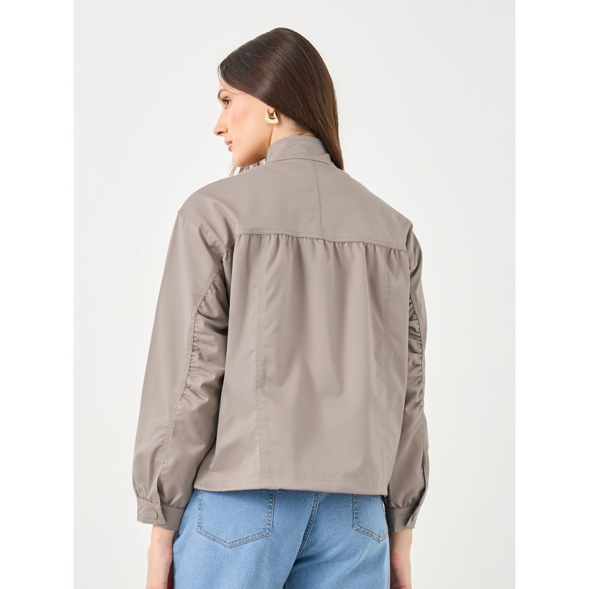 Styli Women Brown Regular Fit Bomber Jacket with Pockets-women-winterwear-coatsandjackets-jackets-image-6