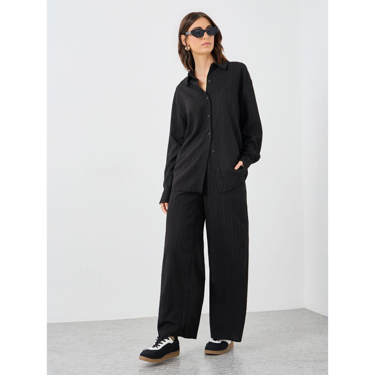 Styli Textured Button Up Shirt and Pants Co-Ords-women-clothing-coordsets-image-2