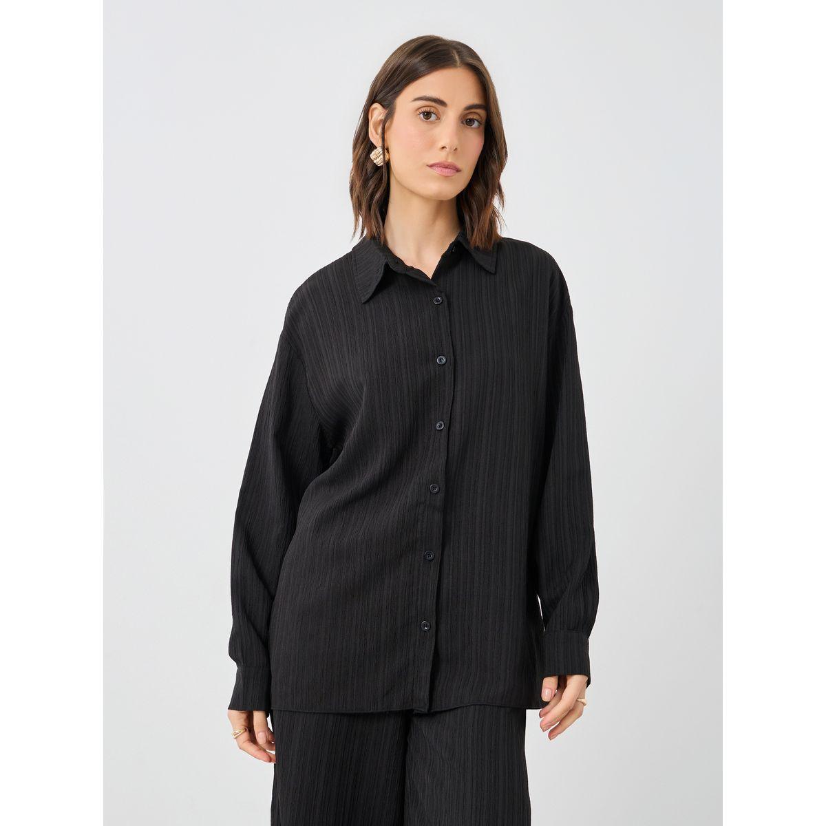 Styli Textured Button Up Shirt and Pants Co-Ords-women-clothing-coordsets-image-3