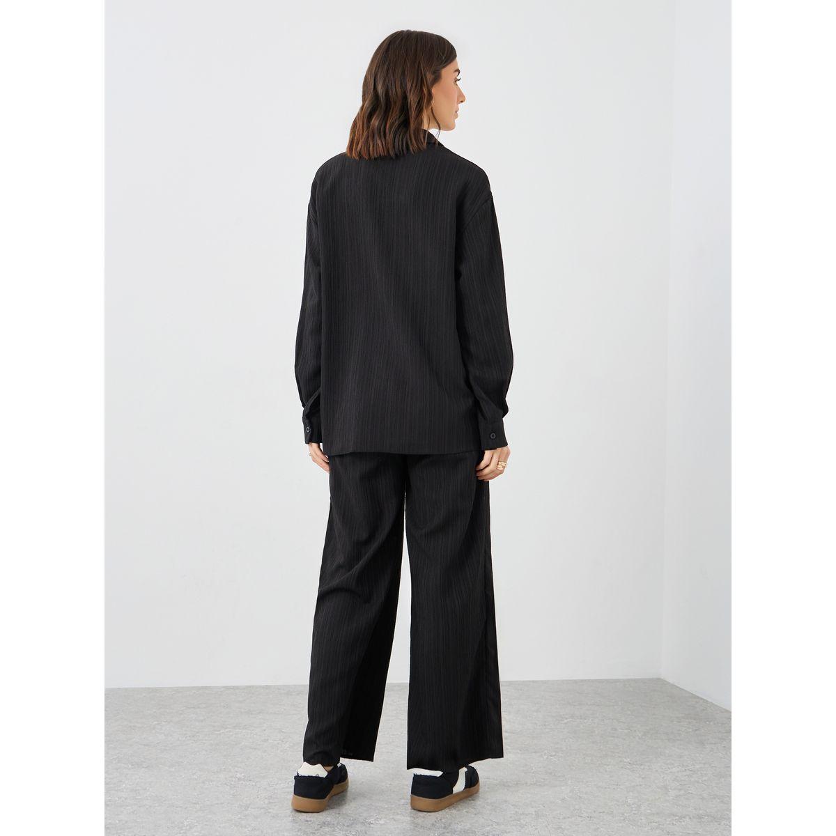 Styli Textured Button Up Shirt and Pants Co-Ords-women-clothing-coordsets-image-5