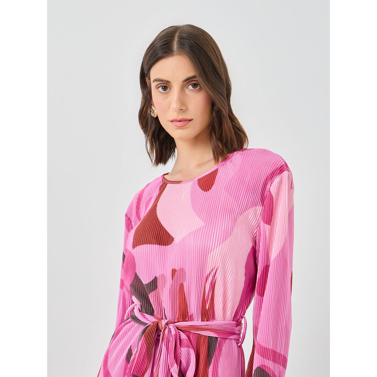 Styli Pink Abstract Print Plisse Maxi Dress-women-clothing-dresses-image-4