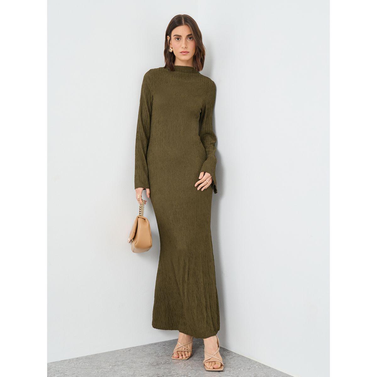 Styli Textured Bell Sleeves Maxi Dress-women-clothing-dresses-image-2