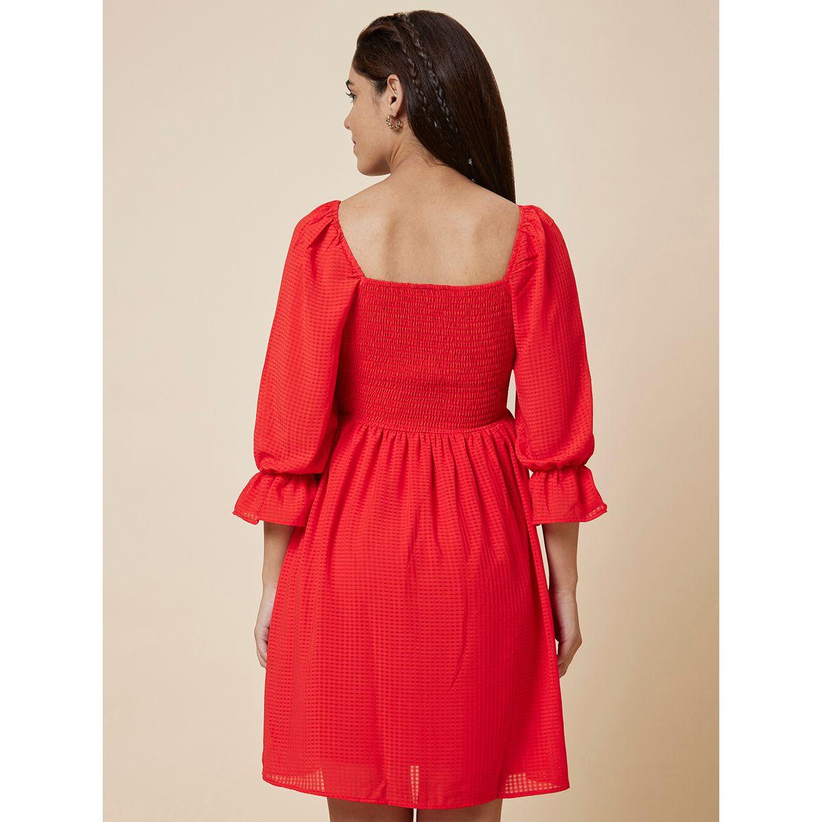 فستان بطول الركبة سادة مع حافة واسعة-women-clothing-dresses-image-3