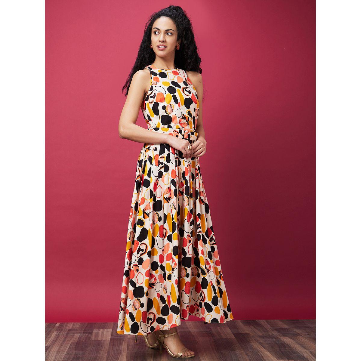 Globus Women All-Over Print Halter Neck A-Line Maxi Dress-women-clothing-dresses-image-2