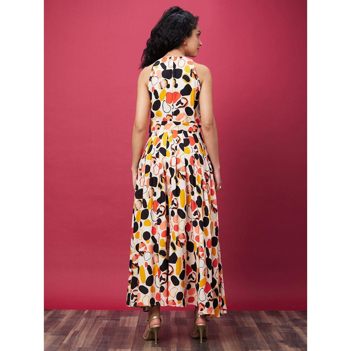 Globus Women All-Over Print Halter Neck A-Line Maxi Dress-women-clothing-dresses-image-3