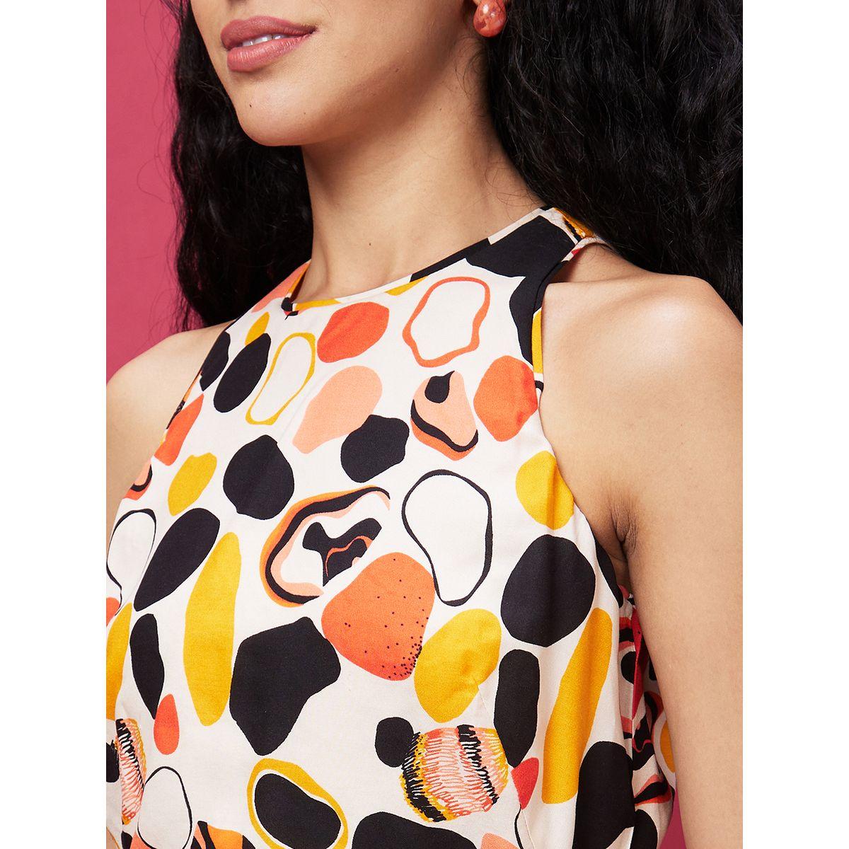 Globus Women All-Over Print Halter Neck A-Line Maxi Dress-women-clothing-dresses-image-4