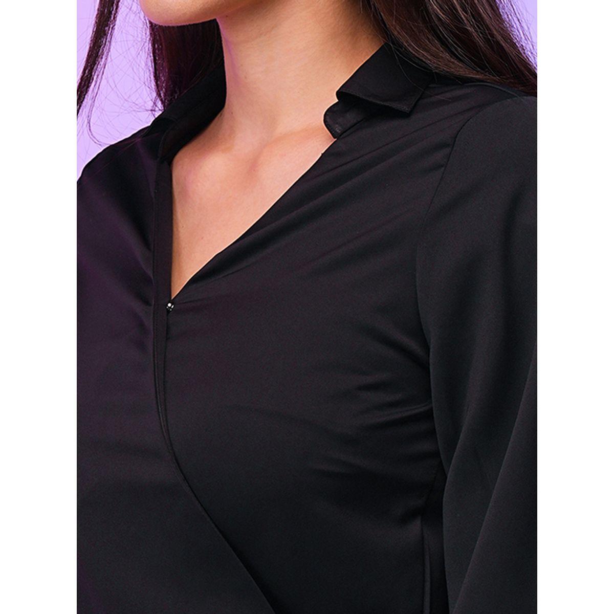 فستان ميدي سادة بنمط لف وحافة تيوليب-women-clothing-dresses-image-4