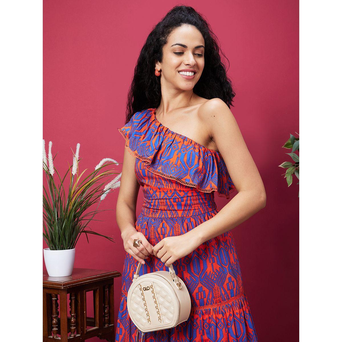 Globus Women Tribal Print One-Shoulder A-Line Midi Dress-women-clothing-dresses-image-5