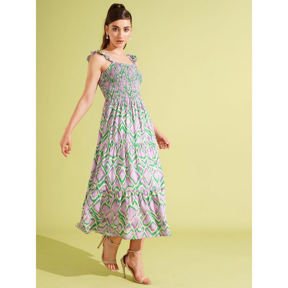 Globus Women All-Over Print Strappy Tiered Midi Dress with Smocking-women-clothing-dresses-image-2