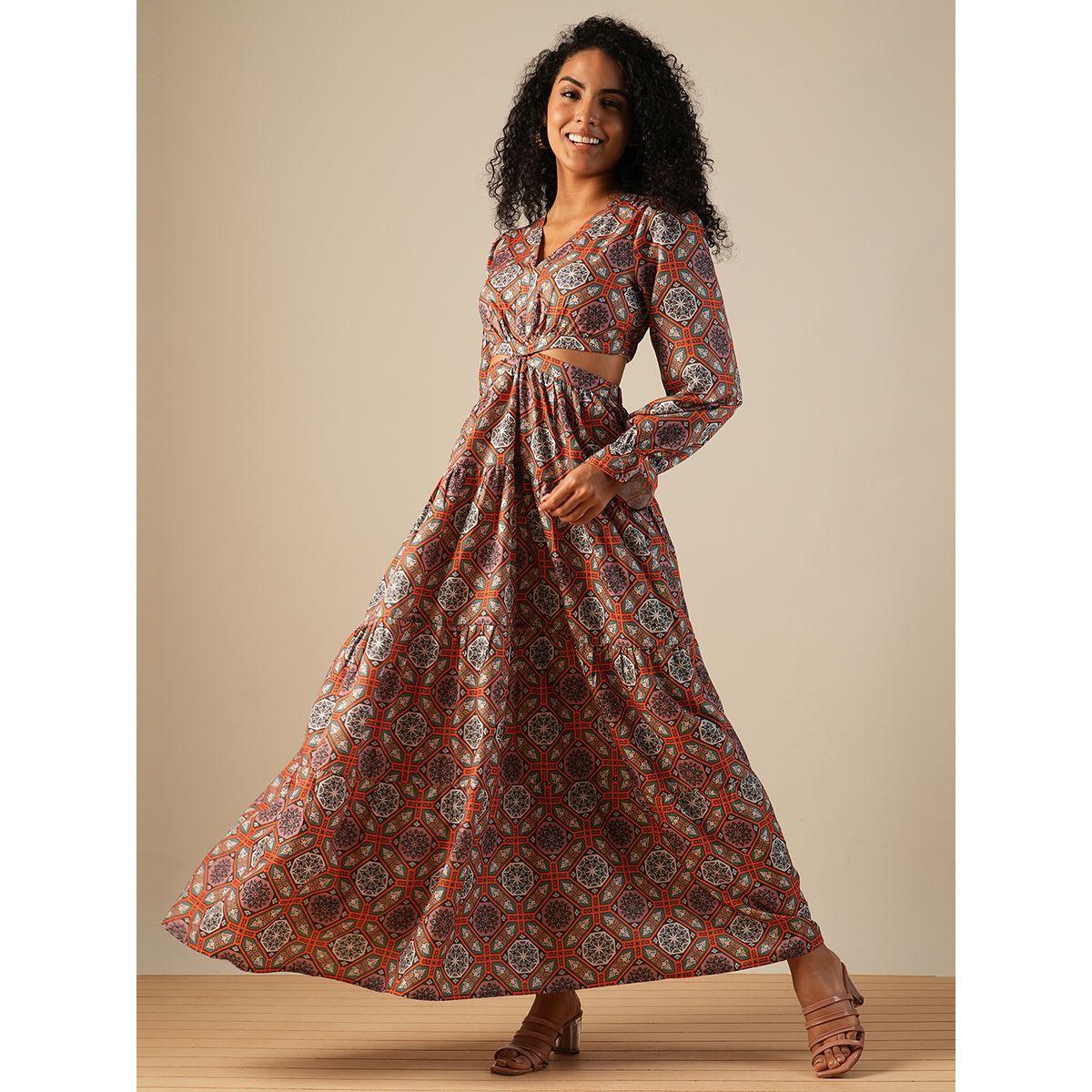 فستان طويل مطبع بالكامل مع تفاصيل مفتوحة-women-clothing-dresses-image-1