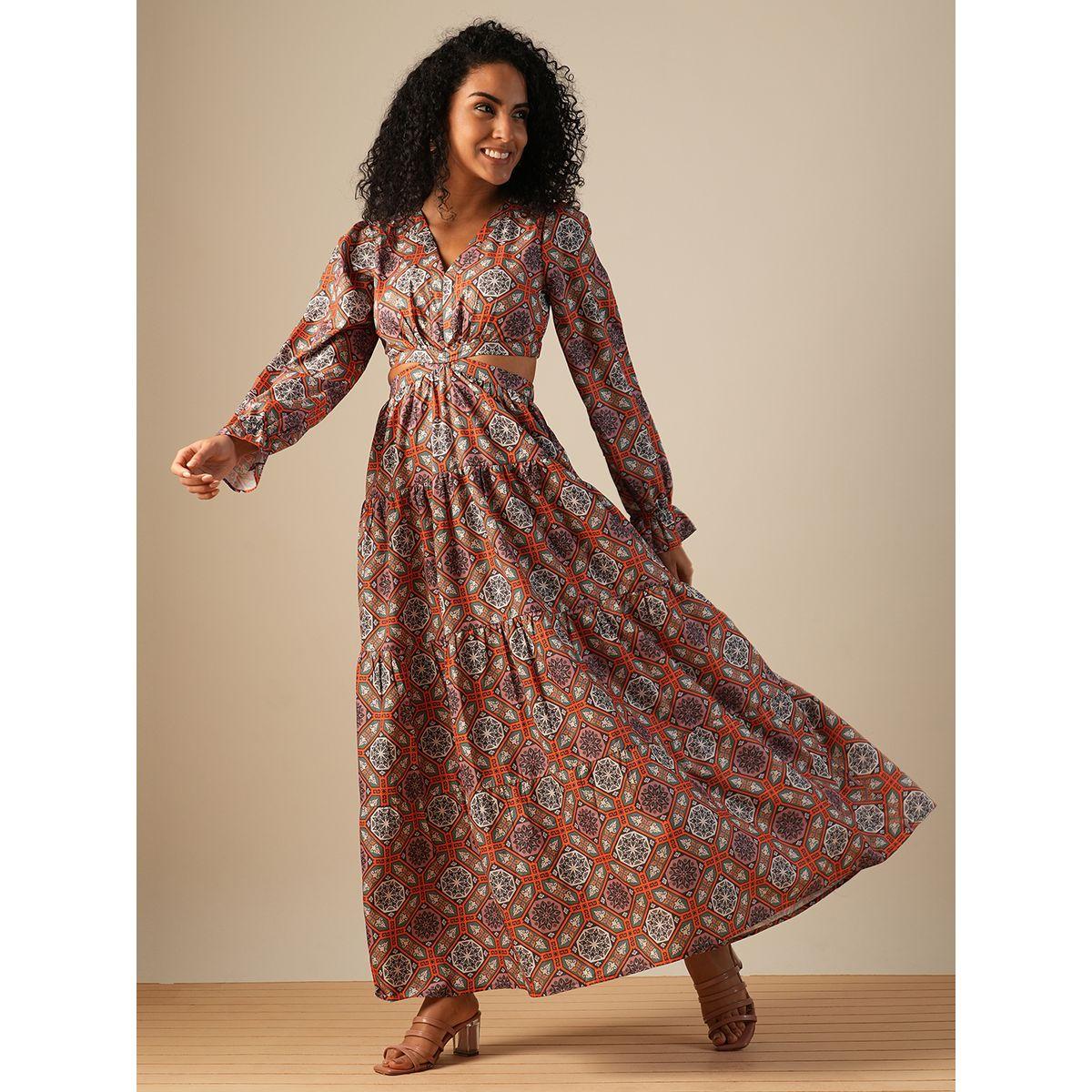 فستان طويل مطبع بالكامل مع تفاصيل مفتوحة-women-clothing-dresses-image-2