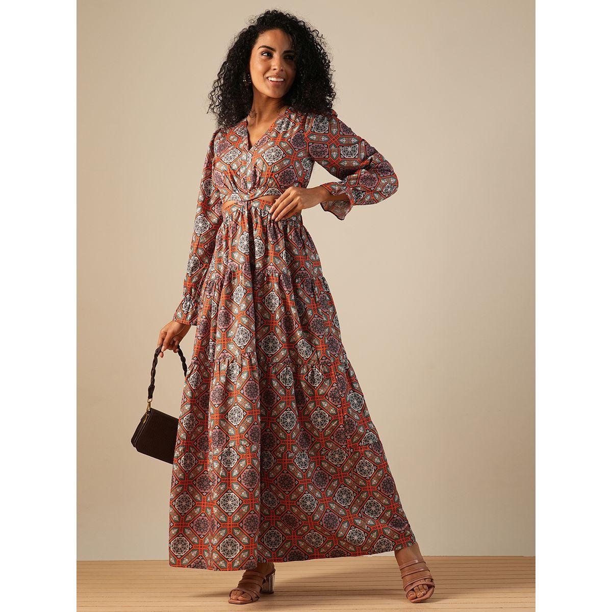 فستان طويل مطبع بالكامل مع تفاصيل مفتوحة-women-clothing-dresses-image-5