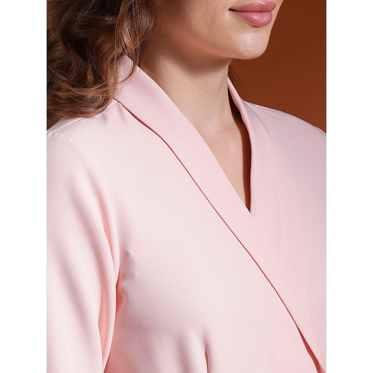 فستان قصير سادة بنمط بليزر مع ياقة شال-women-clothing-dresses-image-4