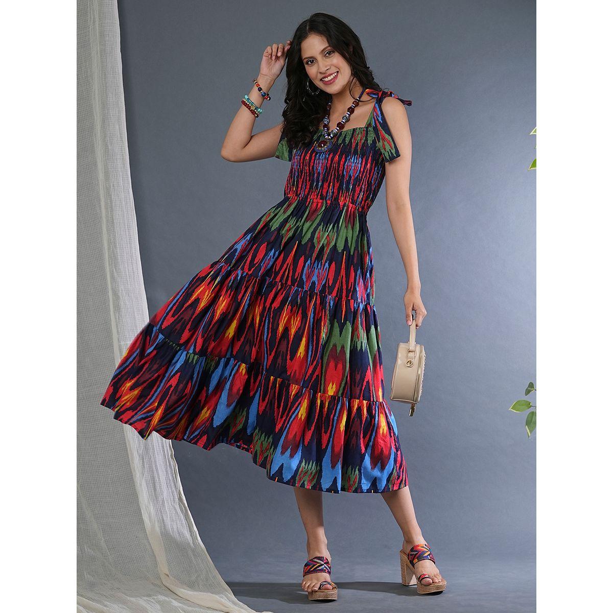 فستان ميدي مطبع بالكامل مع أربطة-women-clothing-dresses-image-1