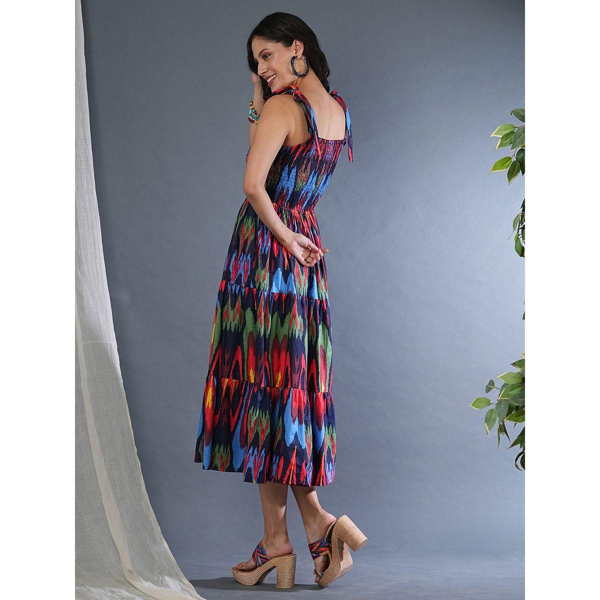 Globus Women All-Over Print Tie-Up Sleeve A-Line Midi Dress-women-clothing-dresses-image-3