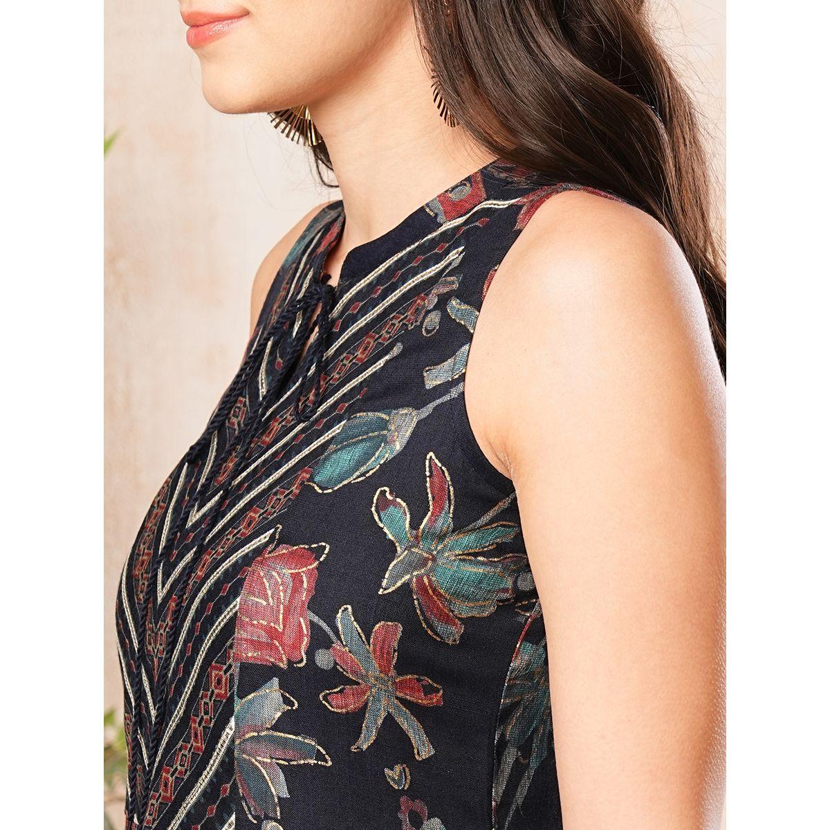 فستان ميدي مطبع بزهور مع ياقة بأربطة-women-clothing-dresses-image-4