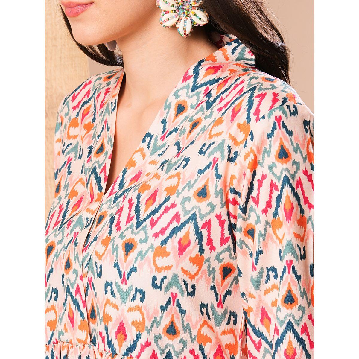 فستان قصير مطبع بالكامل مع حافة واسعة-women-clothing-dresses-image-4