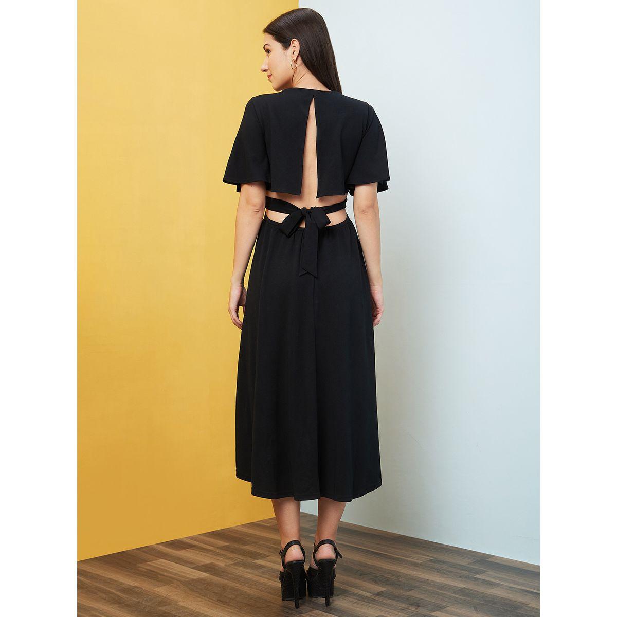 فستان ميدي سادة بحافة واسعة وفتحات-women-clothing-dresses-image-3