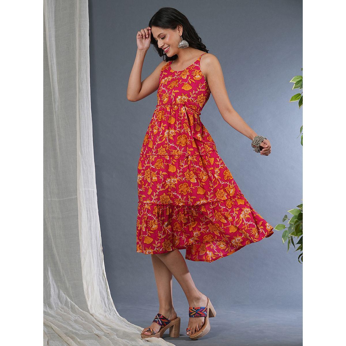 Globus Women Floral Print Strappy Tiered Midi Dress-women-clothing-dresses-image-2