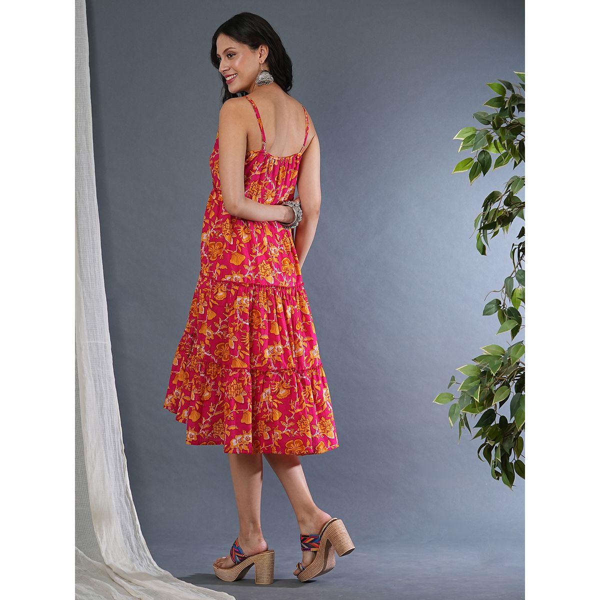 Globus Women Floral Print Strappy Tiered Midi Dress-women-clothing-dresses-image-3