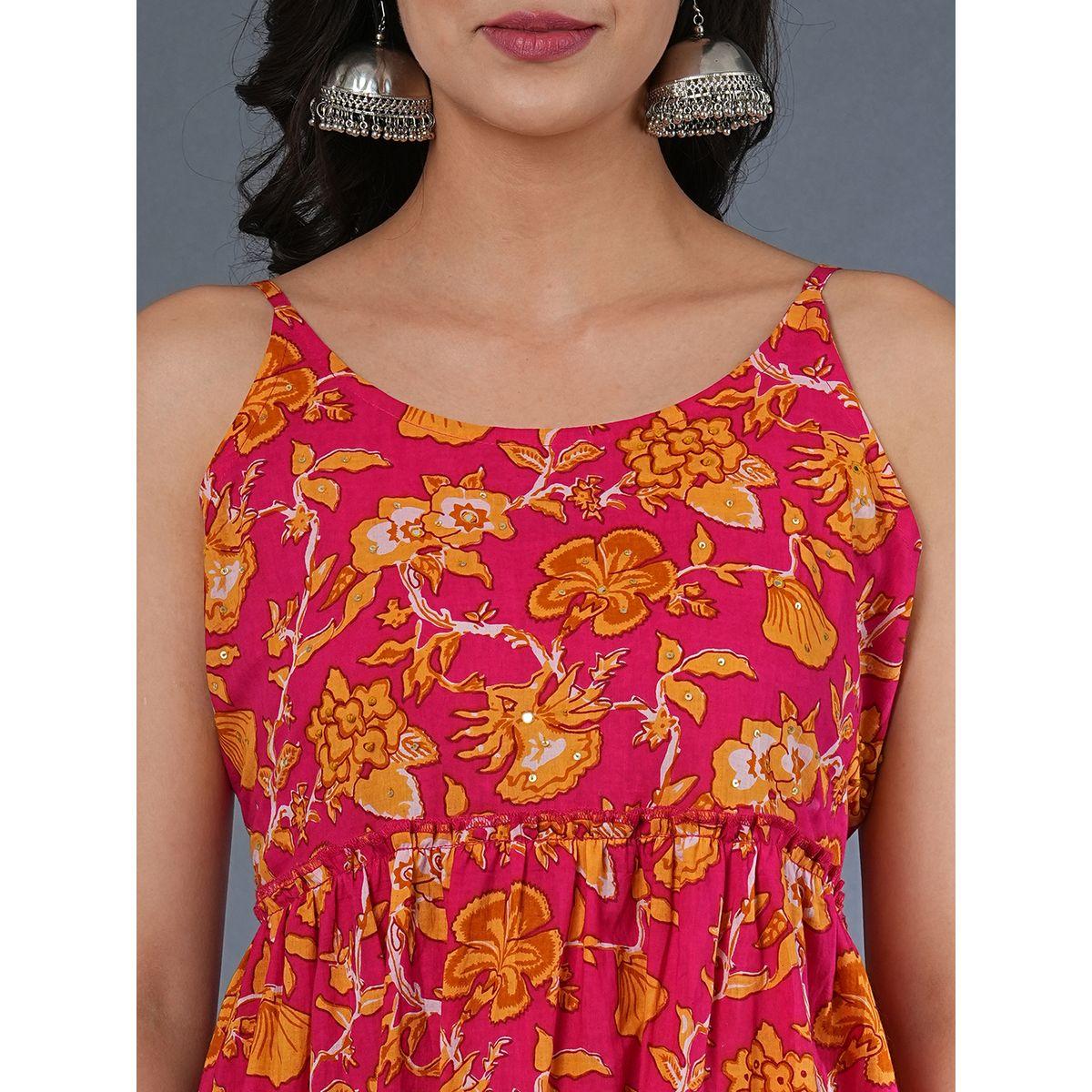 Globus Women Floral Print Strappy Tiered Midi Dress-women-clothing-dresses-image-4