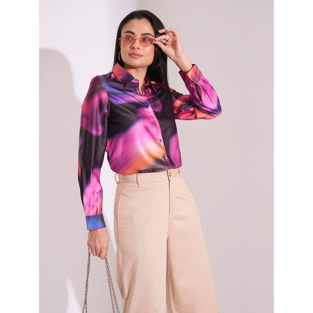 Globus Galaxy Print Spread Collar Buttoned Shirt-women-clothing-shirtsandblouses-shirts-image-1