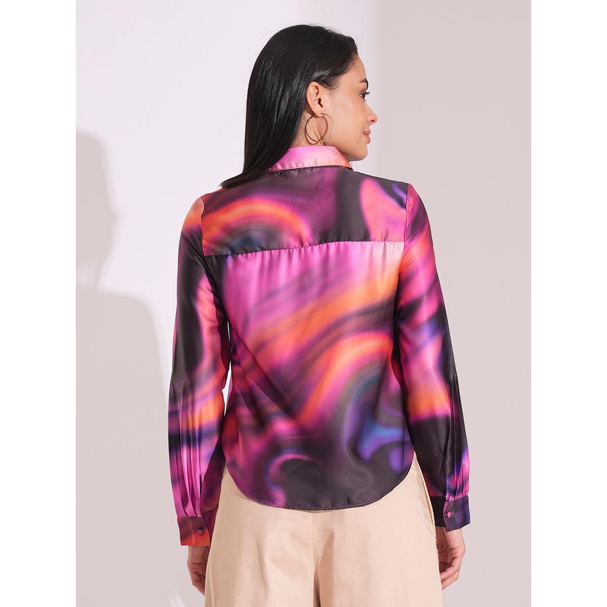 Globus Galaxy Print Spread Collar Buttoned Shirt-women-clothing-shirtsandblouses-shirts-image-3