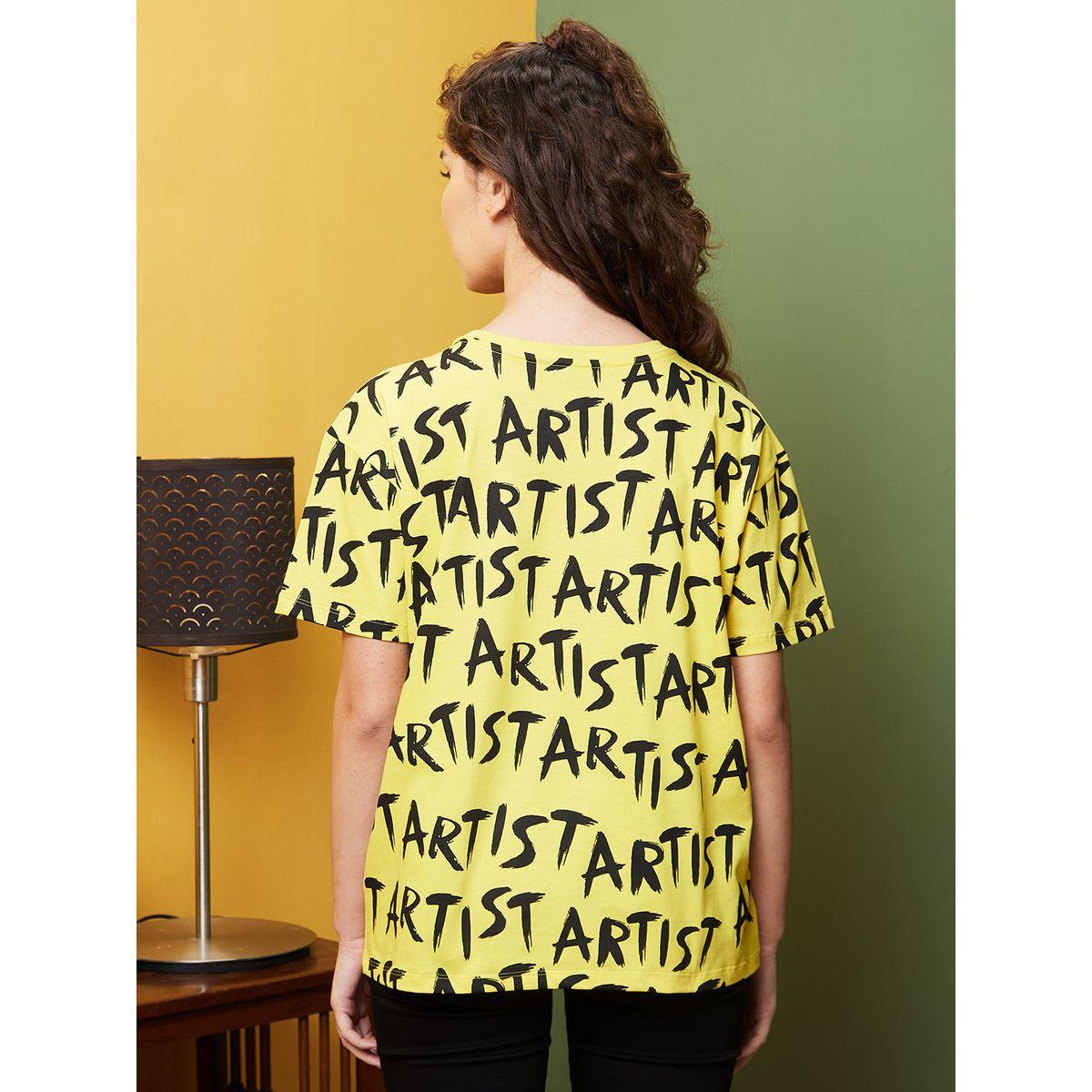 Globus Slogan Print Round Neck Cotton T-Shirt-women-clothing-tshirts-image-3