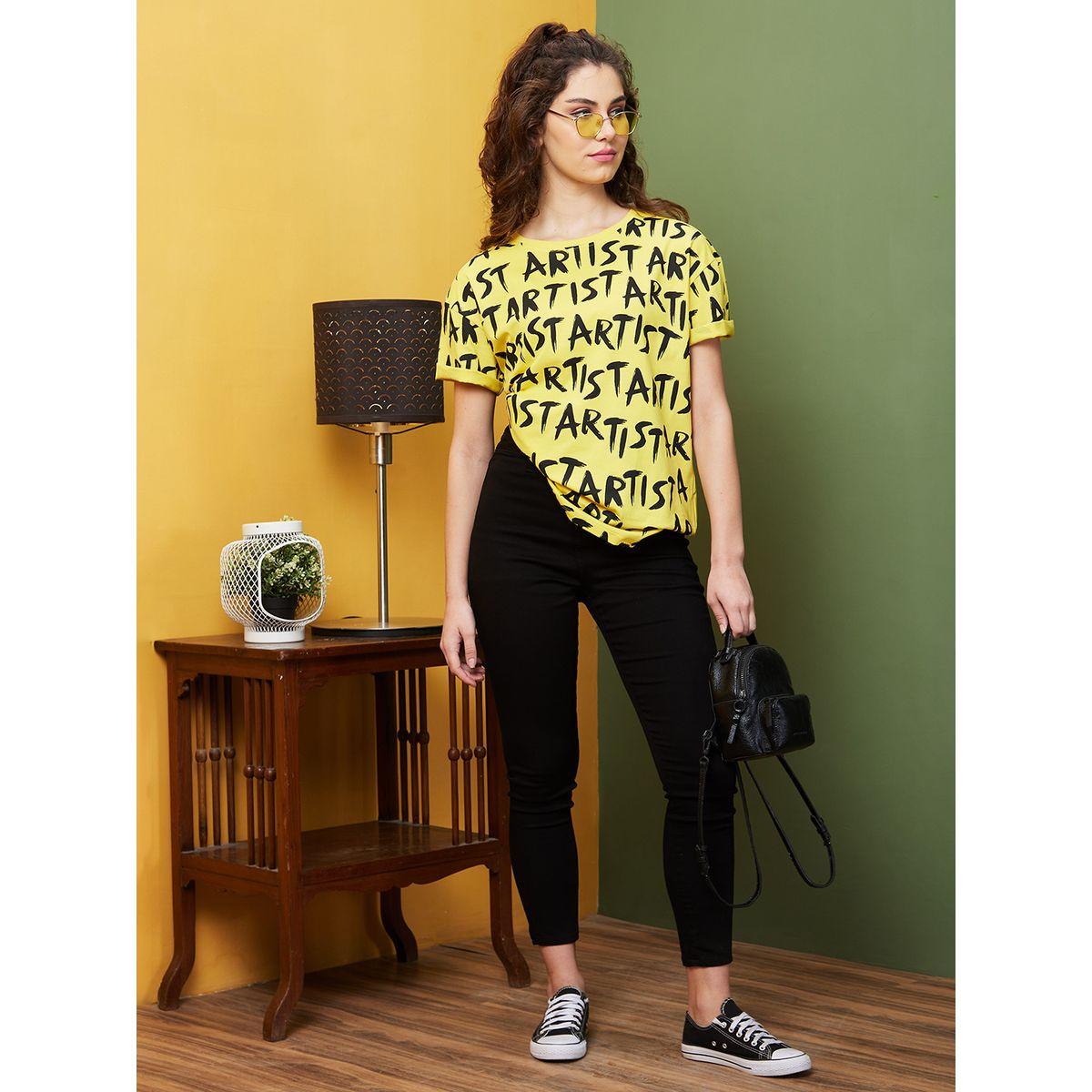 Globus Slogan Print Round Neck Cotton T-Shirt-women-clothing-tshirts-image-5