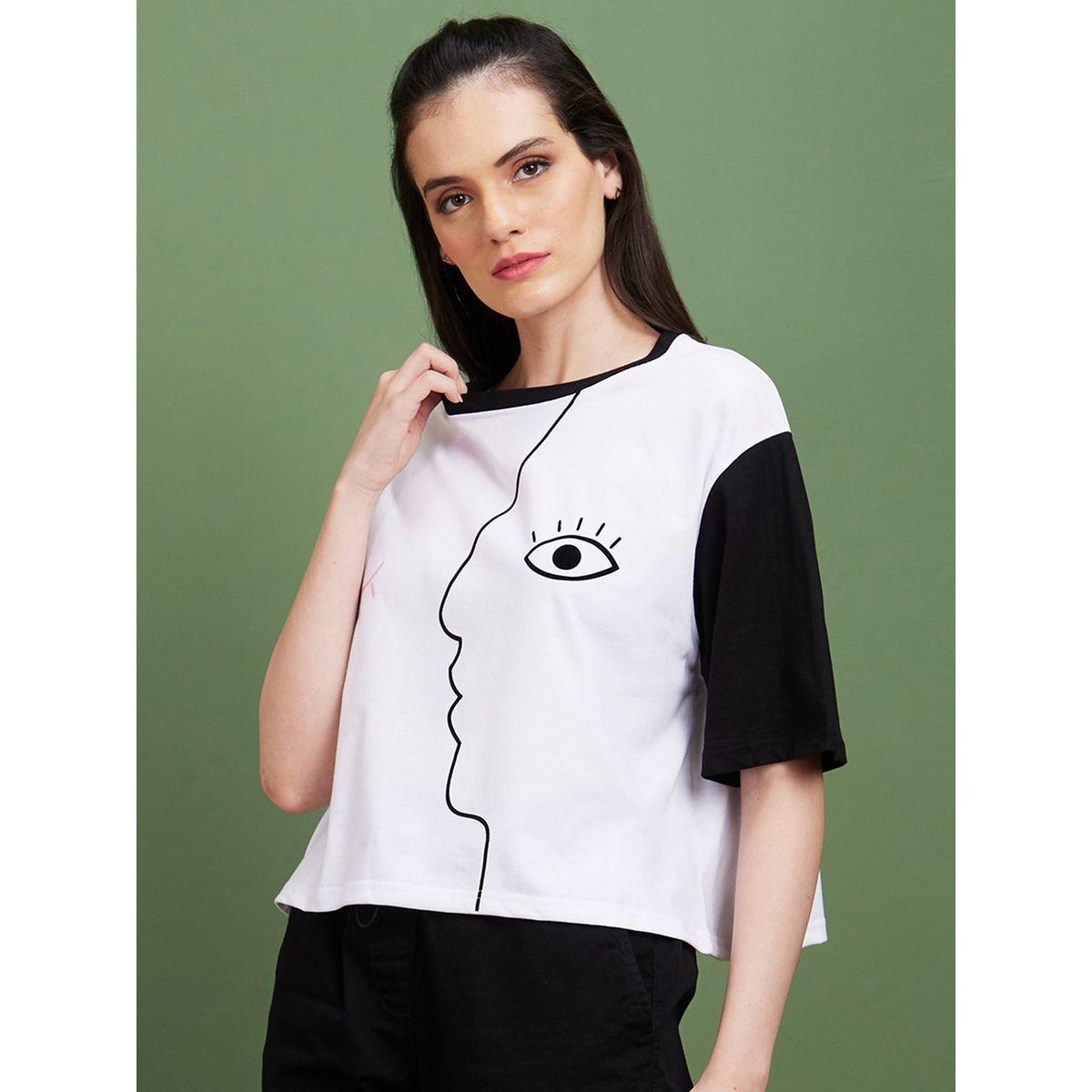 Globus Color Block Graphic Print Round Neck T-Shirt-women-clothing-tshirts-image-2