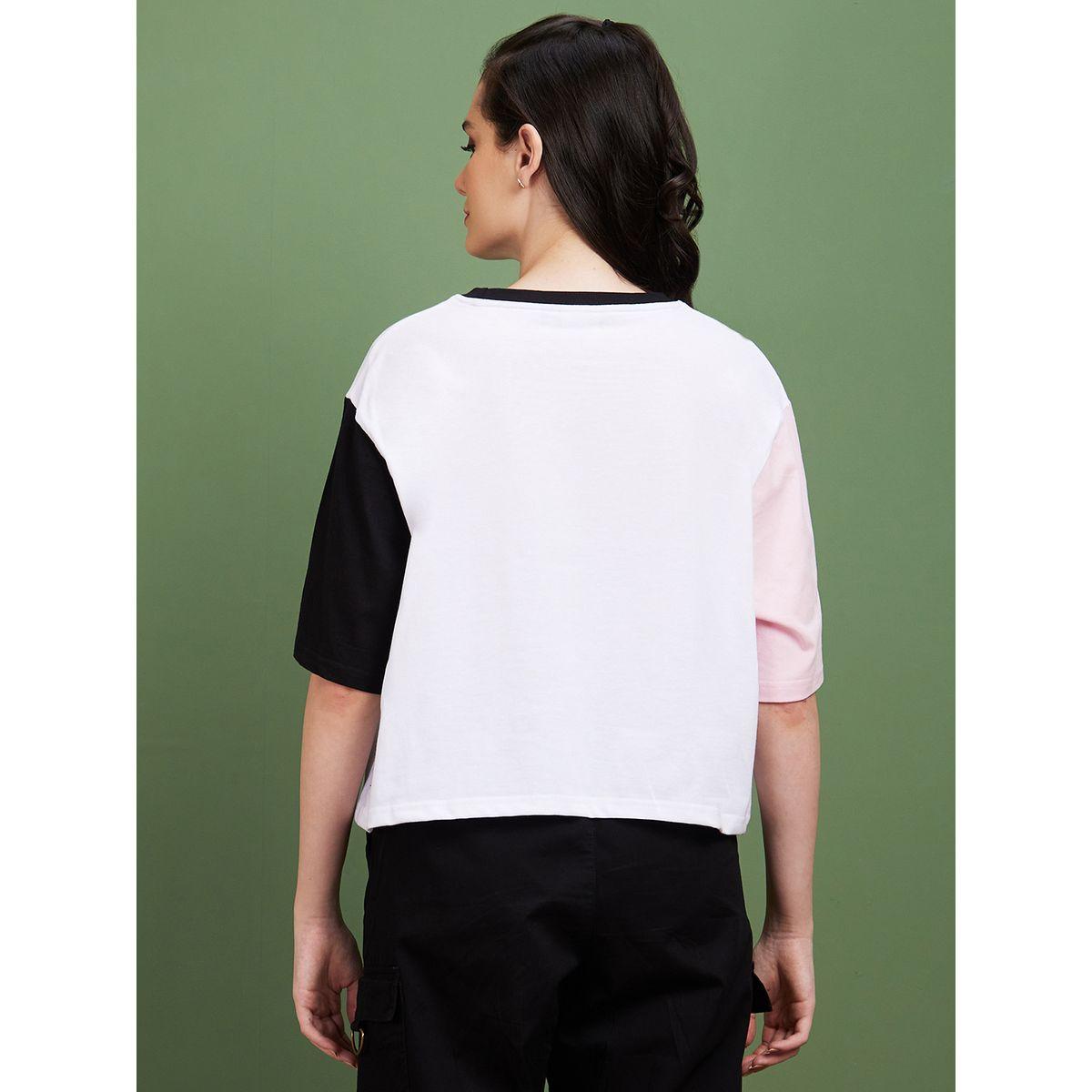 Globus Color Block Graphic Print Round Neck T-Shirt-women-clothing-tshirts-image-3