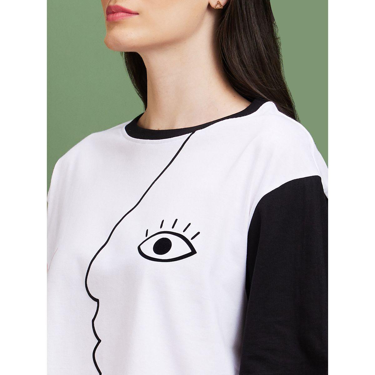 Globus Color Block Graphic Print Round Neck T-Shirt-women-clothing-tshirts-image-4