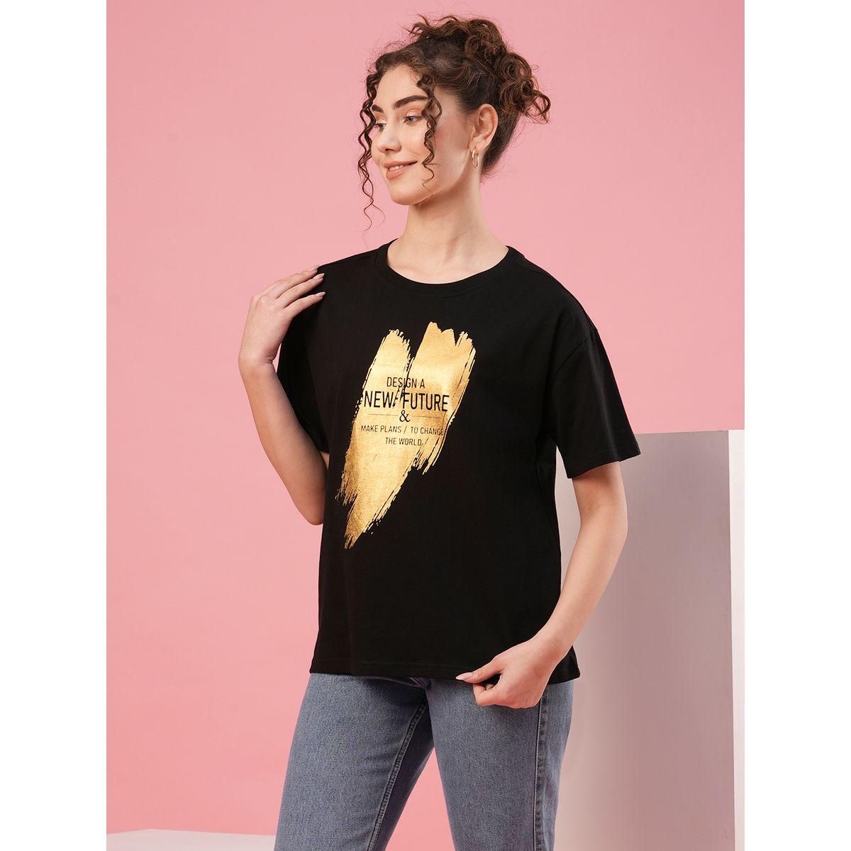 Globus Slogan Print Round Neck Cotton T-Shirt-women-clothing-tshirts-image-2