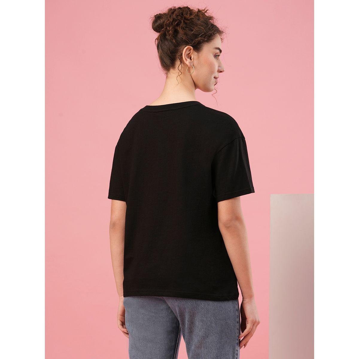تيشيرت بياقة دائرية وطبعة كتابة-women-clothing-tshirts-image-3