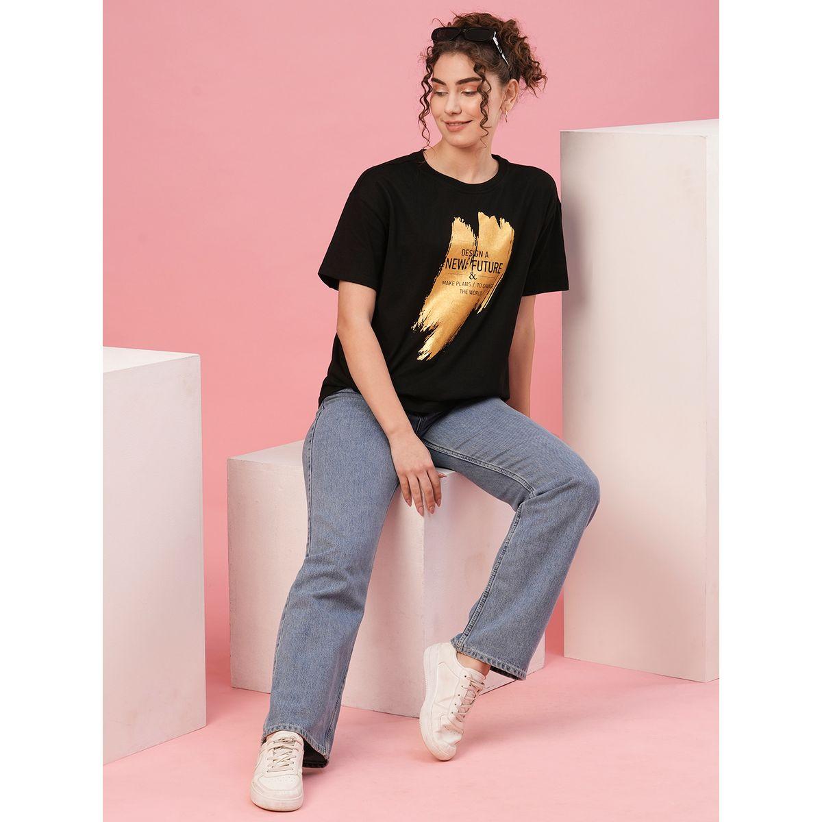 Globus Slogan Print Round Neck Cotton T-Shirt-women-clothing-tshirts-image-5