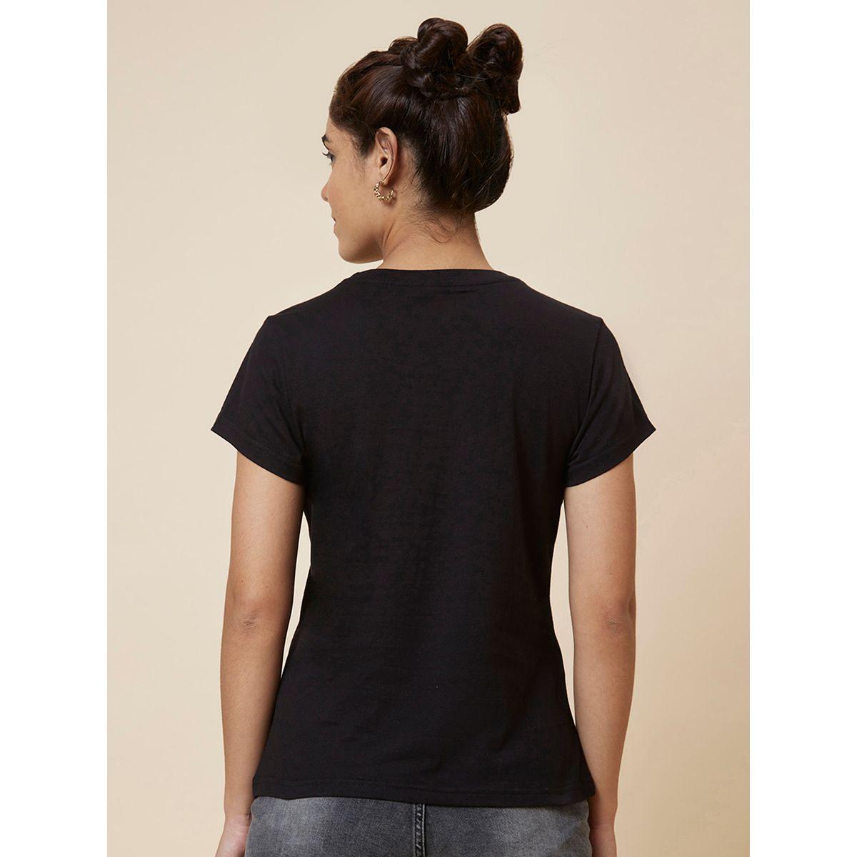 تيشيرت بياقة دائرية وطبعة كتابة-women-clothing-tshirts-image-3
