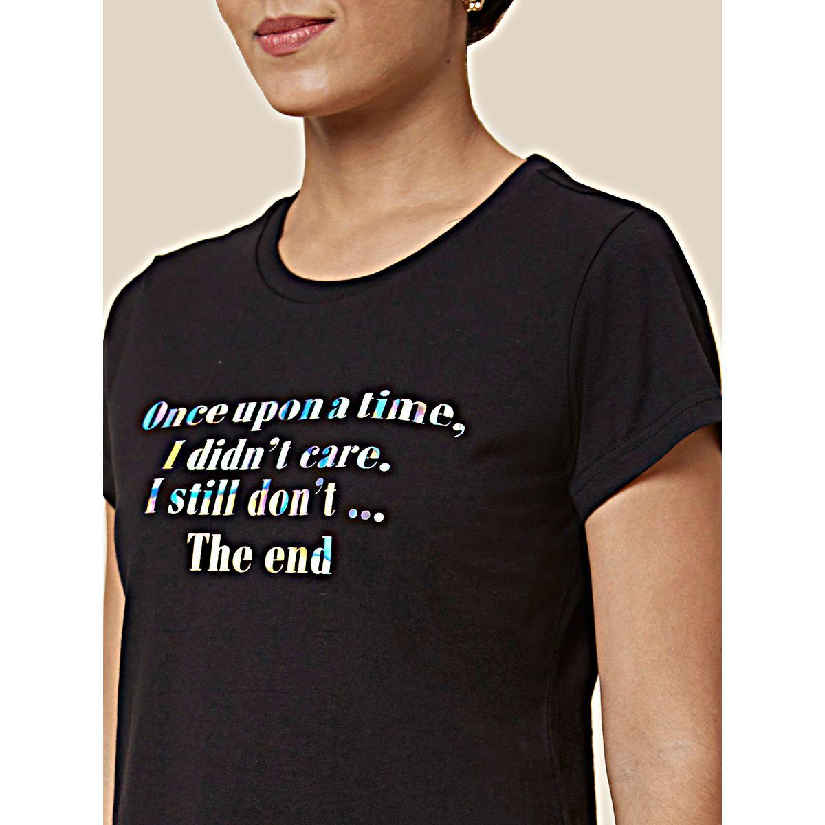 تيشيرت بياقة دائرية وطبعة كتابة-women-clothing-tshirts-image-5