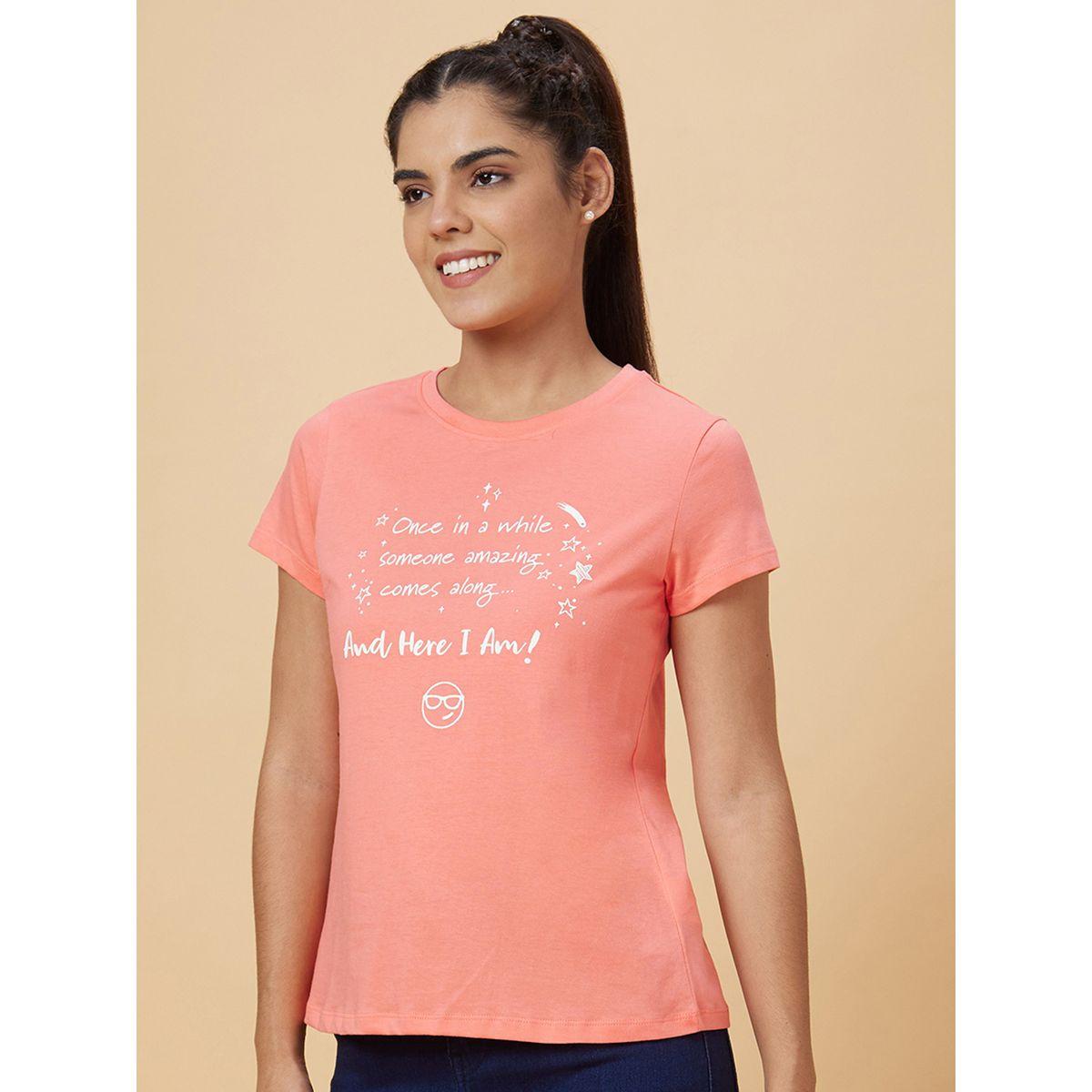 Globus Slogan Print Round Neck Cotton T-Shirt-women-clothing-tshirts-image-4