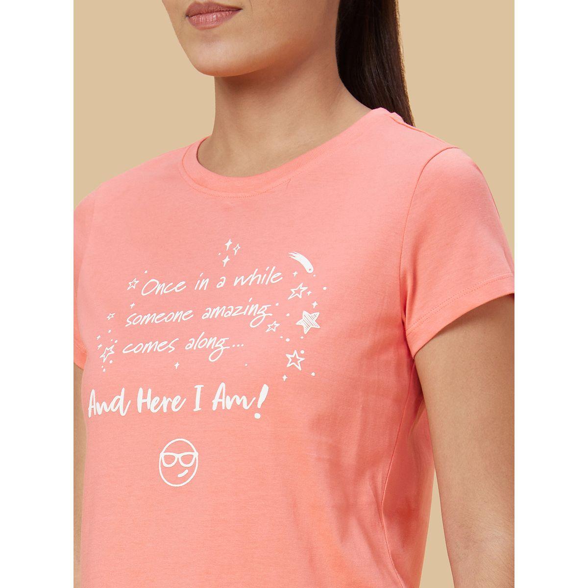Globus Slogan Print Round Neck Cotton T-Shirt-women-clothing-tshirts-image-5