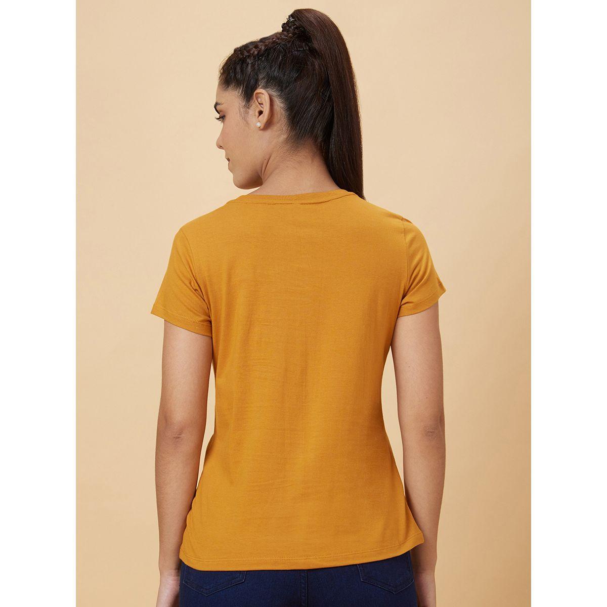 Globus Slogan Print Round Neck Cotton T-Shirt-women-clothing-tshirts-image-3