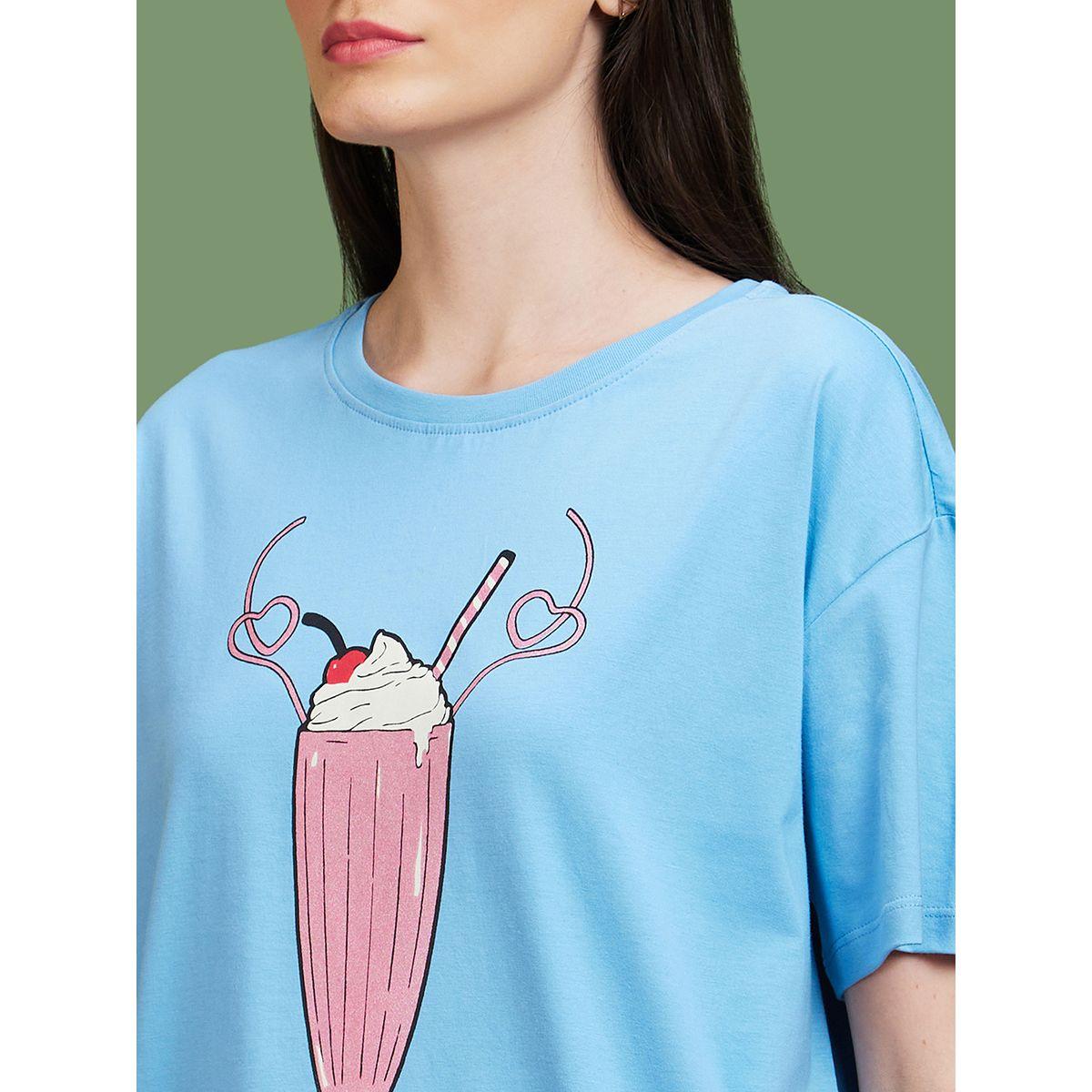 تيشيرت بياقة دائرية وطبعة جرافيك-women-clothing-tshirts-image-4