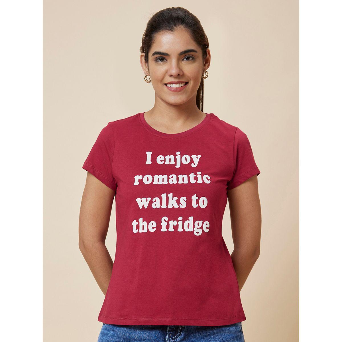 Globus Slogan Print Round Neck Cotton T-Shirt-women-clothing-tshirts-image-2