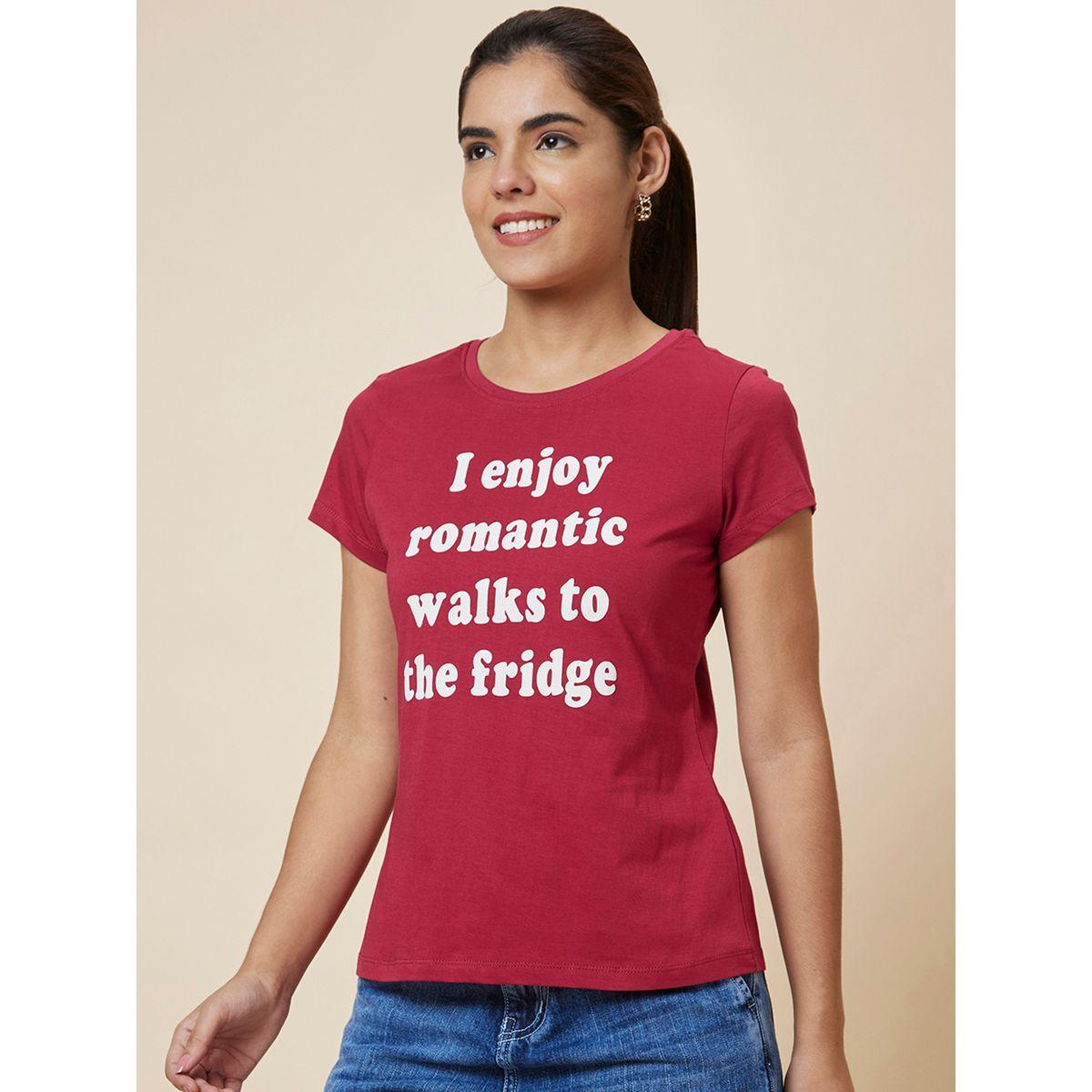 Globus Slogan Print Round Neck Cotton T-Shirt-women-clothing-tshirts-image-4