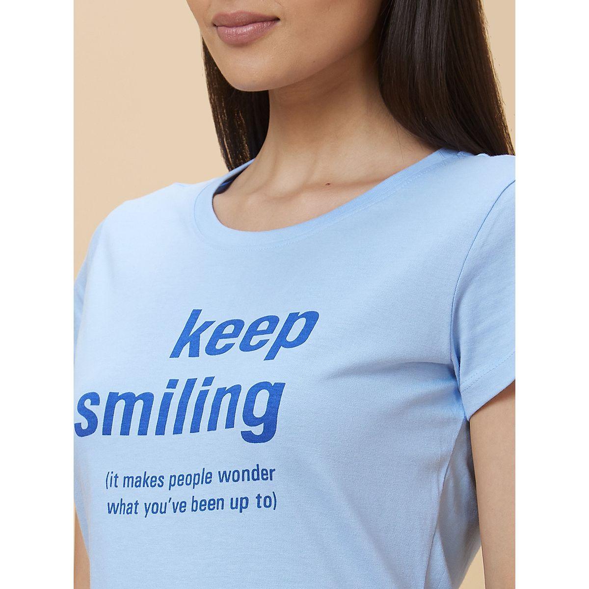 Globus Slogan Print Round Neck Cotton T-Shirt-women-clothing-tshirts-image-5