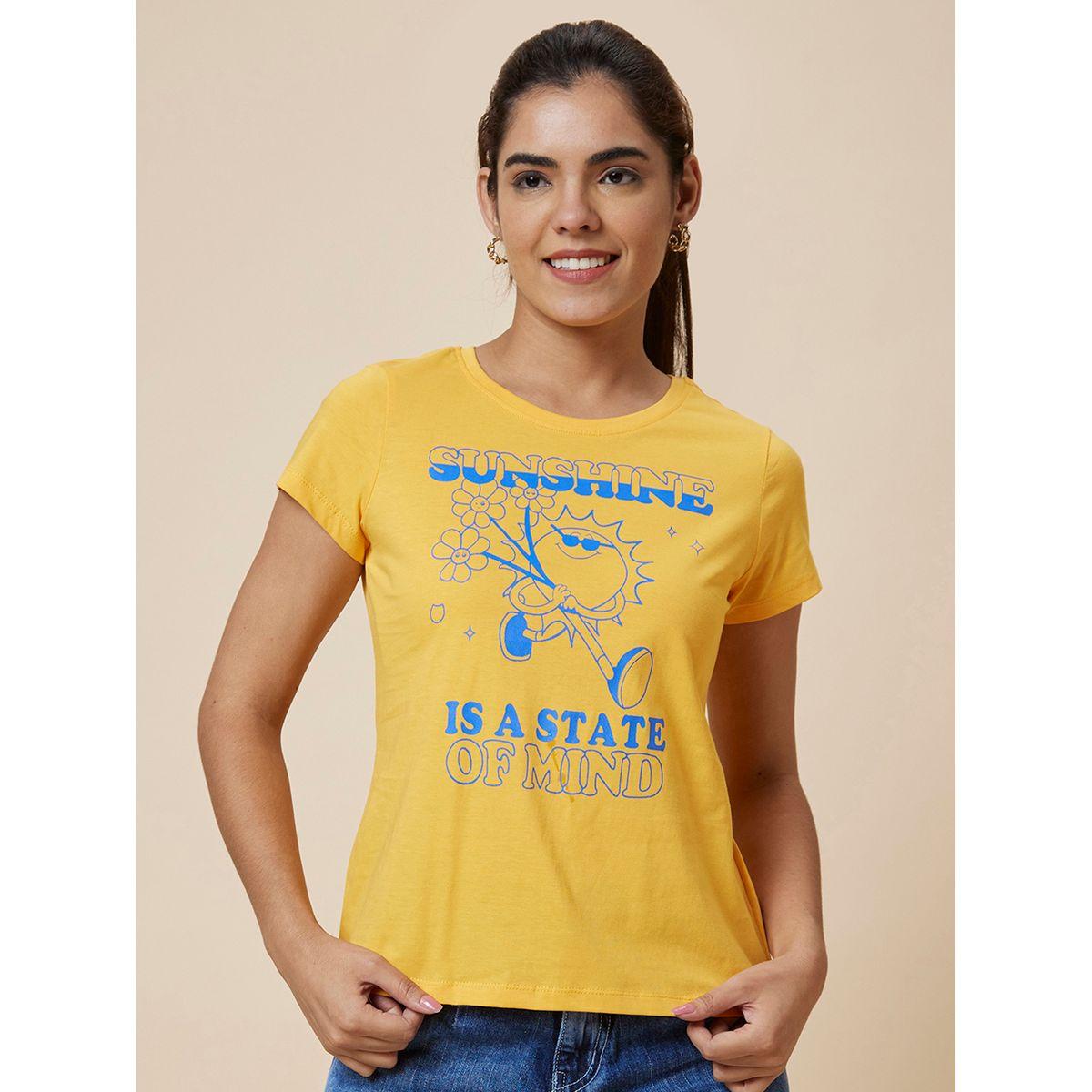 Globus Slogan Print Round Neck Cotton T-Shirt-women-clothing-tshirts-image-2